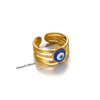 Vintage Gold Plated Enamel Devil's Eye Zircon Open Ring Adjustable Exaggerated Retro Unisex Statement Finger Jewelry