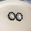 Vintage Gold Plated Silver Needle Earrings With Heart Flower Leaves Geometric Pattern And Dripping Oil Design For Women