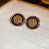 Vintage Gold Plated Silver Needle Earrings With Heart Flower Leaves Geometric Pattern And Dripping Oil Design For Women