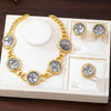 Vintage Goldtone Geometric Coin Jewelry Set With Electroplated Alloy Necklace Earrings And Bracelet For Women