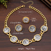 Vintage Goldtone Geometric Coin Jewelry Set With Electroplated Alloy Necklace Earrings And Bracelet For Women