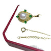 Vintage Green Freshwater Pearl Pendant Necklace Copper Material Flat Round And Bun Round Shape