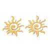 Vintage Hammered Spiral Sun Earrings With Distressed Iron Alloy Finish Electroplated Floral Design And Stainless Steel Posts For Women
