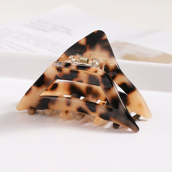 Vintage Handmade Acrylic Acetate Triangle Ponytail Hair Clip For Women Stylish Hair Accessory