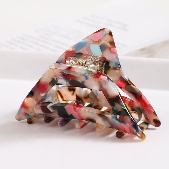 Vintage Handmade Acrylic Acetate Triangle Ponytail Hair Clip For Women Stylish Hair Accessory