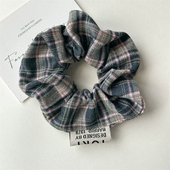 Vintage Handmade Mixed Material Plaid Hair Accessories Hair Ring Hair Rope