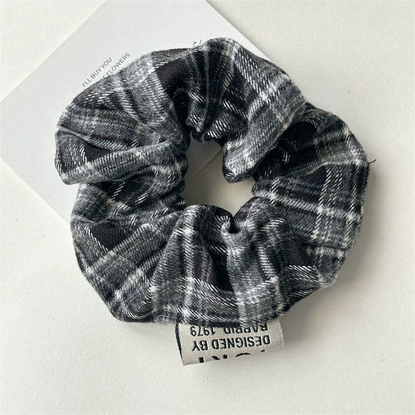 Vintage Handmade Mixed Material Plaid Hair Accessories Hair Ring Hair Rope