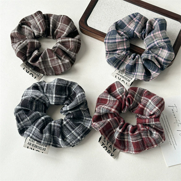 Vintage Handmade Mixed Material Plaid Hair Accessories Hair Ring Hair Rope