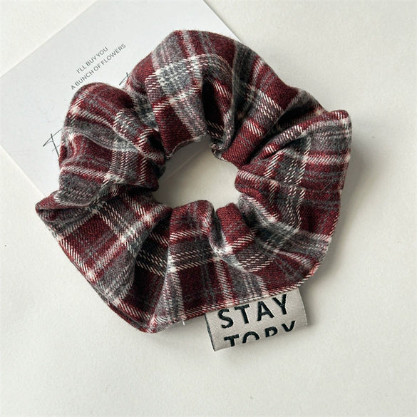 Vintage Handmade Mixed Material Plaid Hair Accessories Hair Ring Hair Rope