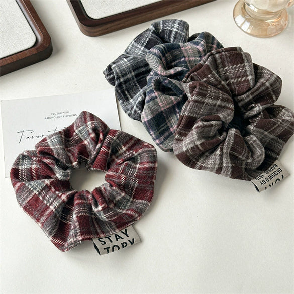 Vintage Handmade Mixed Material Plaid Hair Accessories Hair Ring Hair Rope