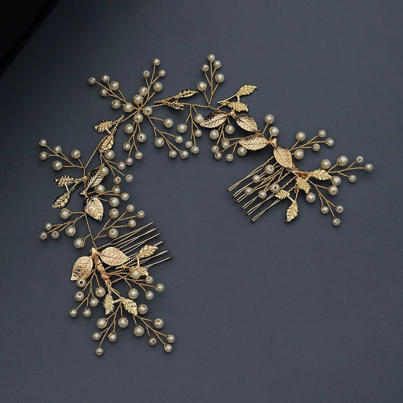 Vintage Handmade Pearl Flower Hair Comb Bridal Headpiece For Wedding Photography And Evening Dress