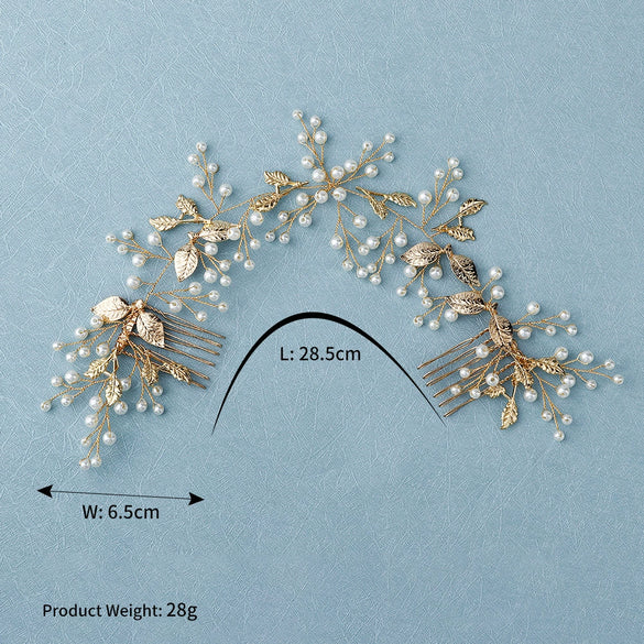 Vintage Handmade Pearl Flower Hair Comb Bridal Headpiece For Wedding Photography And Evening Dress