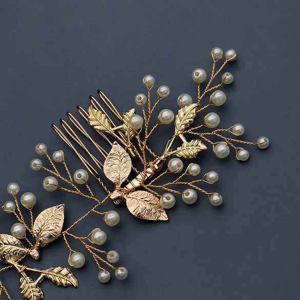 Vintage Handmade Pearl Flower Hair Comb Bridal Headpiece For Wedding Photography And Evening Dress