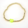 Vintage Heart Shaped Copper Gold Plated Beaded Bracelet For Women Simple Electroplated Jewelry