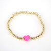 Vintage Heart Shaped Copper Gold Plated Beaded Bracelet For Women Simple Electroplated Jewelry