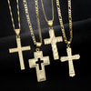 Vintage Hip Hop Style Geometric Cross Pendant Necklace Copper Electroplating Box Chain