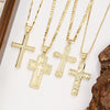 Vintage Hip Hop Style Geometric Cross Pendant Necklace Copper Electroplating Box Chain
