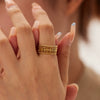 Vintage Hollow Leaves Titanium Steel Women's All Match Ring With Pvd Furnace Real Gold Plating