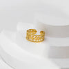 Vintage Hollow Leaves Titanium Steel Women's All Match Ring With Pvd Furnace Real Gold Plating