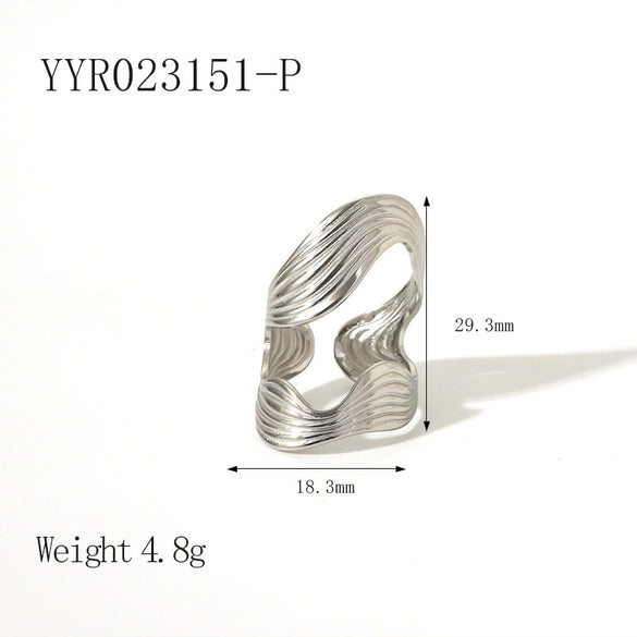 Vintage Hollow Stainless Steel Ring And Titanium Steel Bracelet With Niche Design 18K Gold Plated By Vacuum Real Gold Electroplating In Pvd Furnace And Geometric Styling