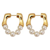 Vintage Imitation Pearl Earrings With U Shape And Geometric Pattern Electroplated Light Luxury For Women