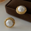 Vintage Imitation Pearl Earrings With U Shape And Geometric Pattern Electroplated Light Luxury For Women