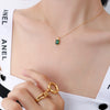Vintage Inlaid Emerald Zircon Titanium Steel Necklace Wholesale Gooddiy