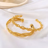 Vintage Ins Style Open Braided Adjustable Titanium Steel Bracelet 18K Gold Plated For Women