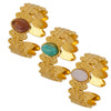 Vintage Ins Style Stainless Steel Oval Turquoise Adjustable Ring With Electroplating For Women