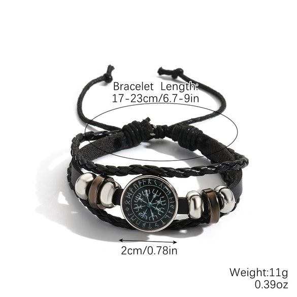 Vintage Leather Bracelet Geometric Style Electroplating Unisex