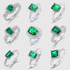 Vintage Light Luxury Cultivation Emerald Ring 925 Silver Inlay Geometric Style Set With Diamonds For Women