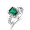 Vintage Light Luxury Cultivation Emerald Ring 925 Silver Inlay Geometric Style Set With Diamonds For Women