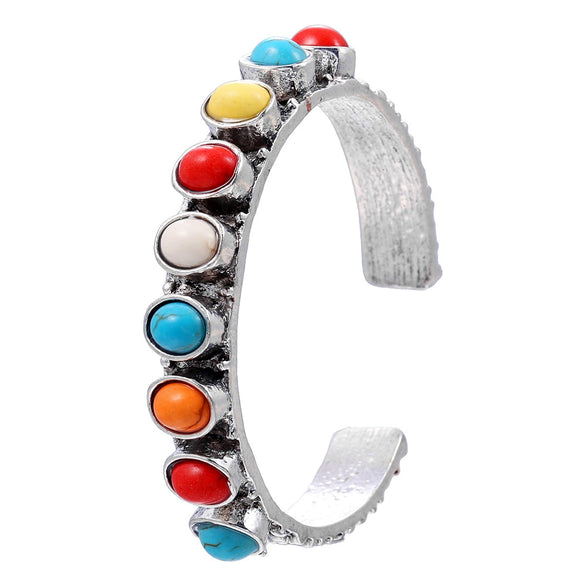Vintage Metal Open Bracelet For Women Bohemian Style Alloy Electroplating Geometric