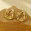 Vintage Minimalist Irregular Lava Fold Stainless Steel Electroplated Women's Earrings