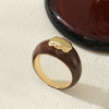 Vintage Oil Dropping Copper Geometric Fold Finger Ring Jewelry Accessories