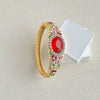 Vintage Painted Rose Oval Gemstone Bangle With Diamond Surround And Elegant Plated Floral Design Jewelry