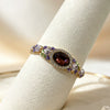 Vintage Painted Rose Oval Gemstone Bangle With Diamond Surround Floral Design And Elegant Plated Finish