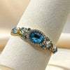 Vintage Painted Rose Oval Gemstone Bangle With Diamond Surround Floral Design And Elegant Plated Finish