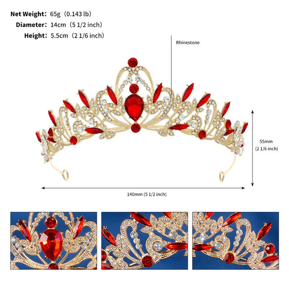 Vintage Palace Style Crown Headband Alloy Diamond Electroplated Princess Hair Jewelry For Women