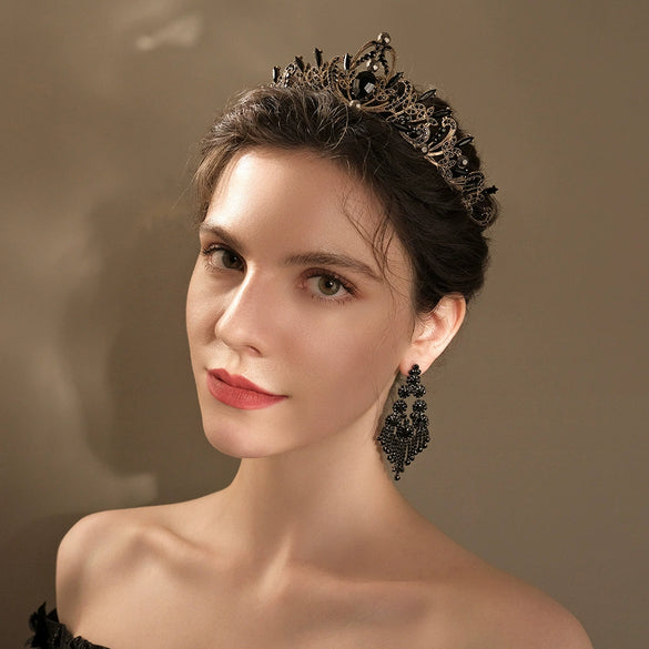 Vintage Palace Style Crown Headband Alloy Diamond Electroplated Princess Hair Jewelry For Women