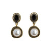 Vintage Palace Style Geometric Imitation Pearl Earrings For Women Electroplated Copper Stud Earrings With Silver Pin