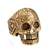 Vintage Pattern Skull Ring In Polished Titanium Steel Animal Zodiac Style Unisex Jewelry
