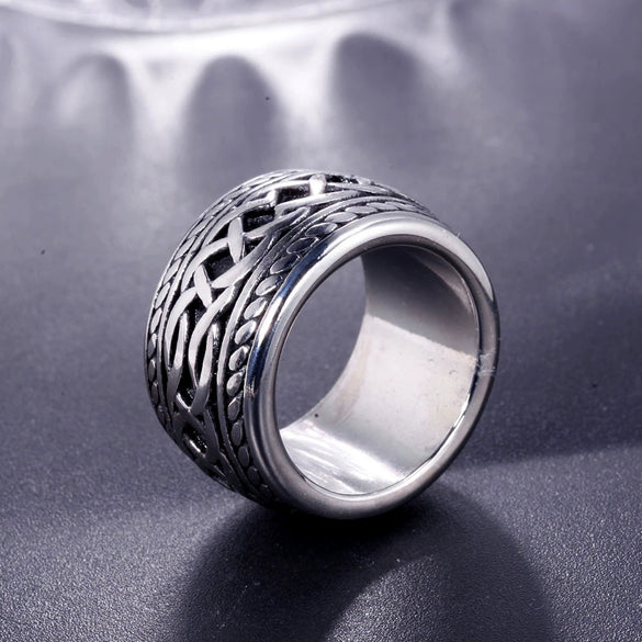 Vintage Punk Geometric Titanium Steel Ring With Electroplated Finish Unisex Fashion Jewelry Accessory
