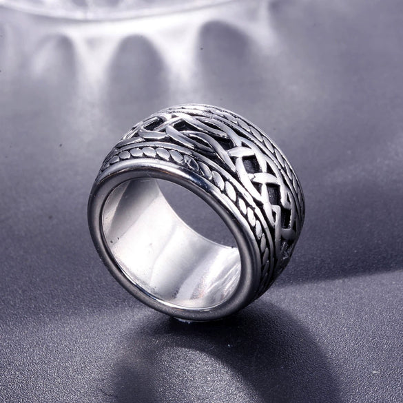 Vintage Punk Geometric Titanium Steel Ring With Electroplated Finish Unisex Fashion Jewelry Accessory
