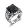 Vintage Punk Style Crown Zircon Men's Stainless Steel Ring With Oil Applied Treatment