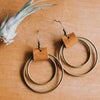 Vintage Retro Bronze Leather Circle Geometric Electroplated Women's Earrings