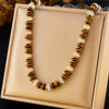 Vintage Retro Plastic Resin Beaded Stainless Steel Chain Necklace Bracelet For Women With Electroplating
