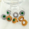 Vintage Retro Style 316L Stainless Steel Oval Inlaid Electroplated Earrings For Women