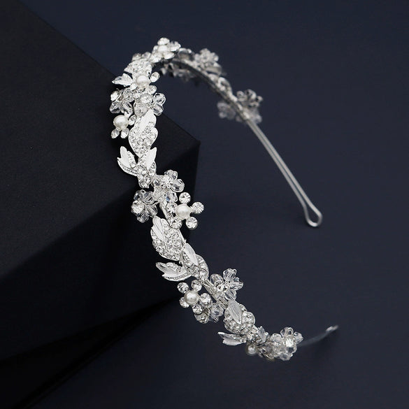Vintage Rhinestone Flower Bridal Headband Handmade Wedding Hair Accessory For Women