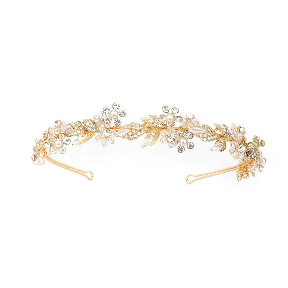 Vintage Rhinestone Flower Bridal Headband Handmade Wedding Hair Accessory For Women